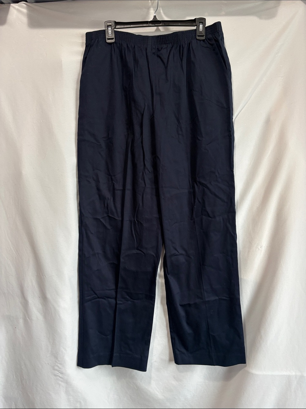 Alfred Dunner Navy Blue Elastic Waist Straight-Leg Pants